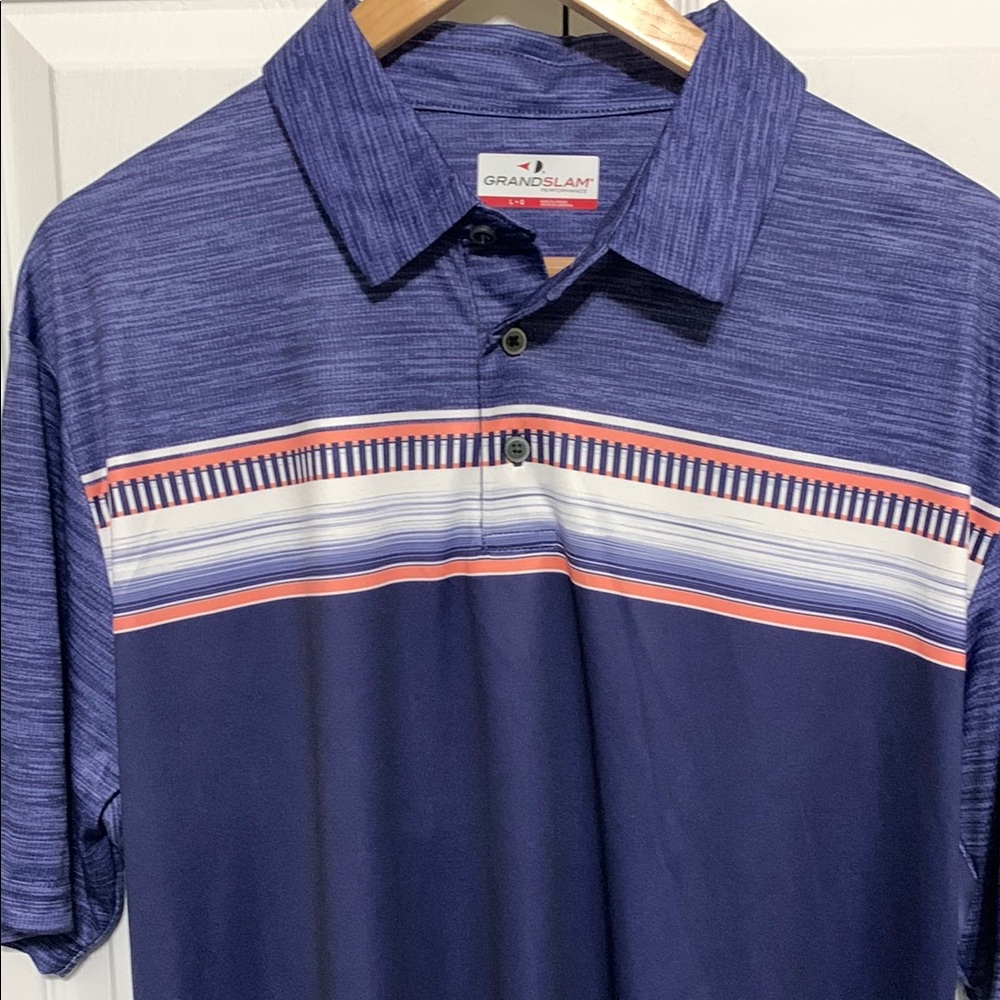 Grand Slam Blue and White Polo Shirt Sporty Design